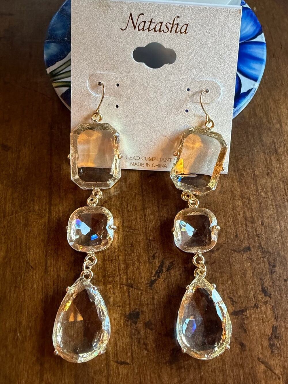 Natasha large drop earrings #K72 New on Card!